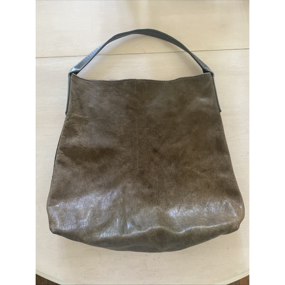 B May Leather Hobo Bag Slouchy Greenishโ Brown Leather